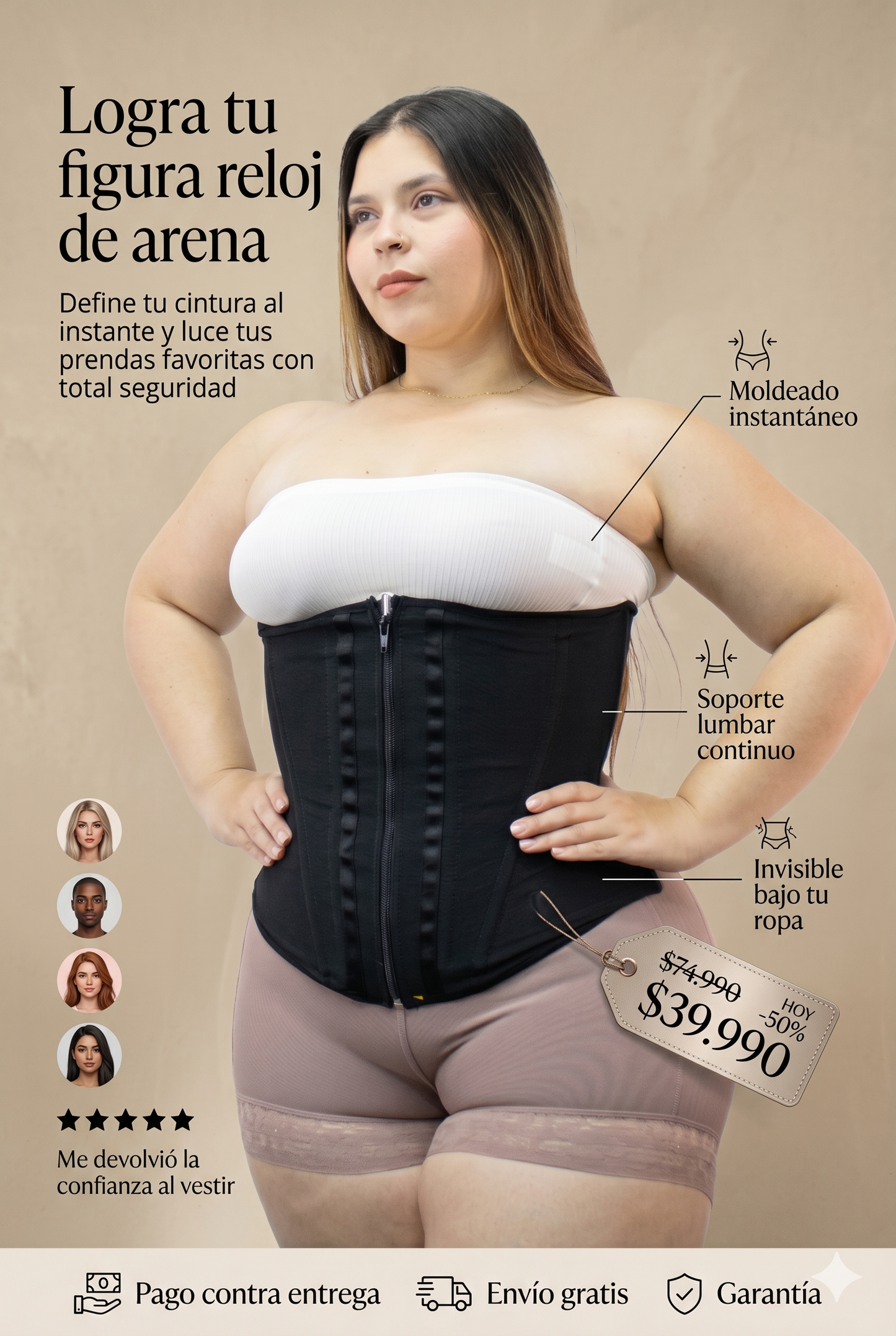 Faja Cinturilla Reductora Moldeadora con Compresión Alta