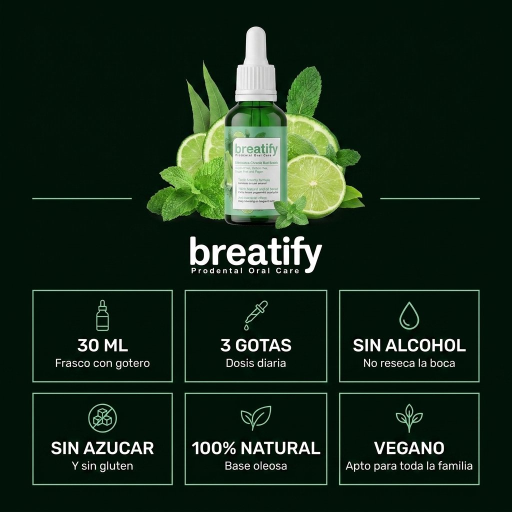 Breatify 30 ml sin alcohol sin azúcar sin gluten vegano limón menta eucalipto