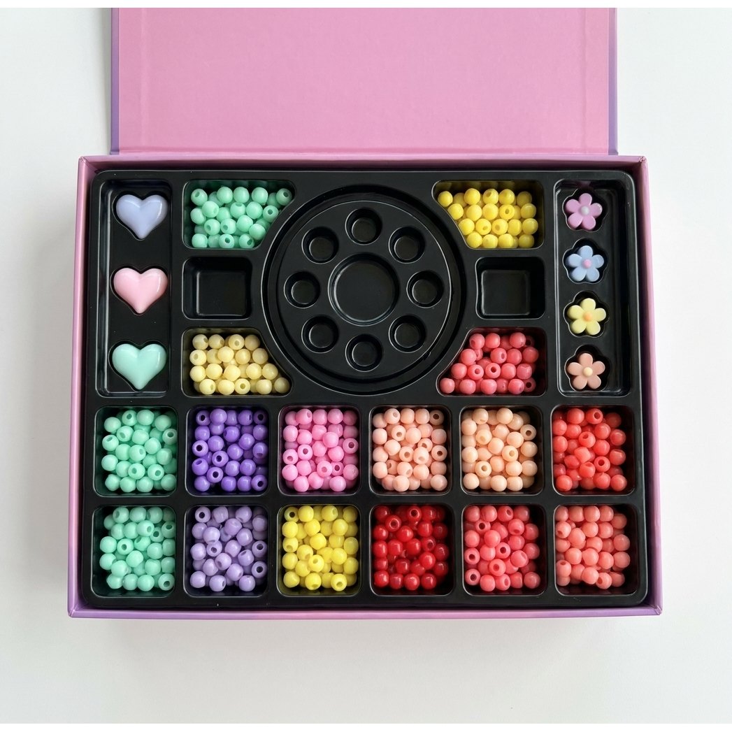 Interior caja CANIYA 2000 piezas cuentas colores charms separadores compartimentos kit joyas niñas