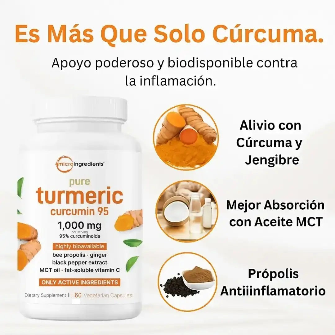 Curcuma con jengibre, aceite MCT y propoleo de abeja