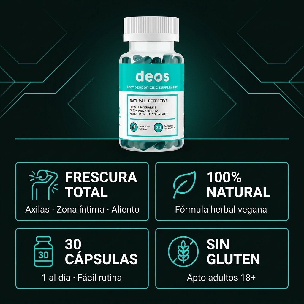 DEOS frescura total natural herbal 30 cápsulas 1 al día sin gluten vegano