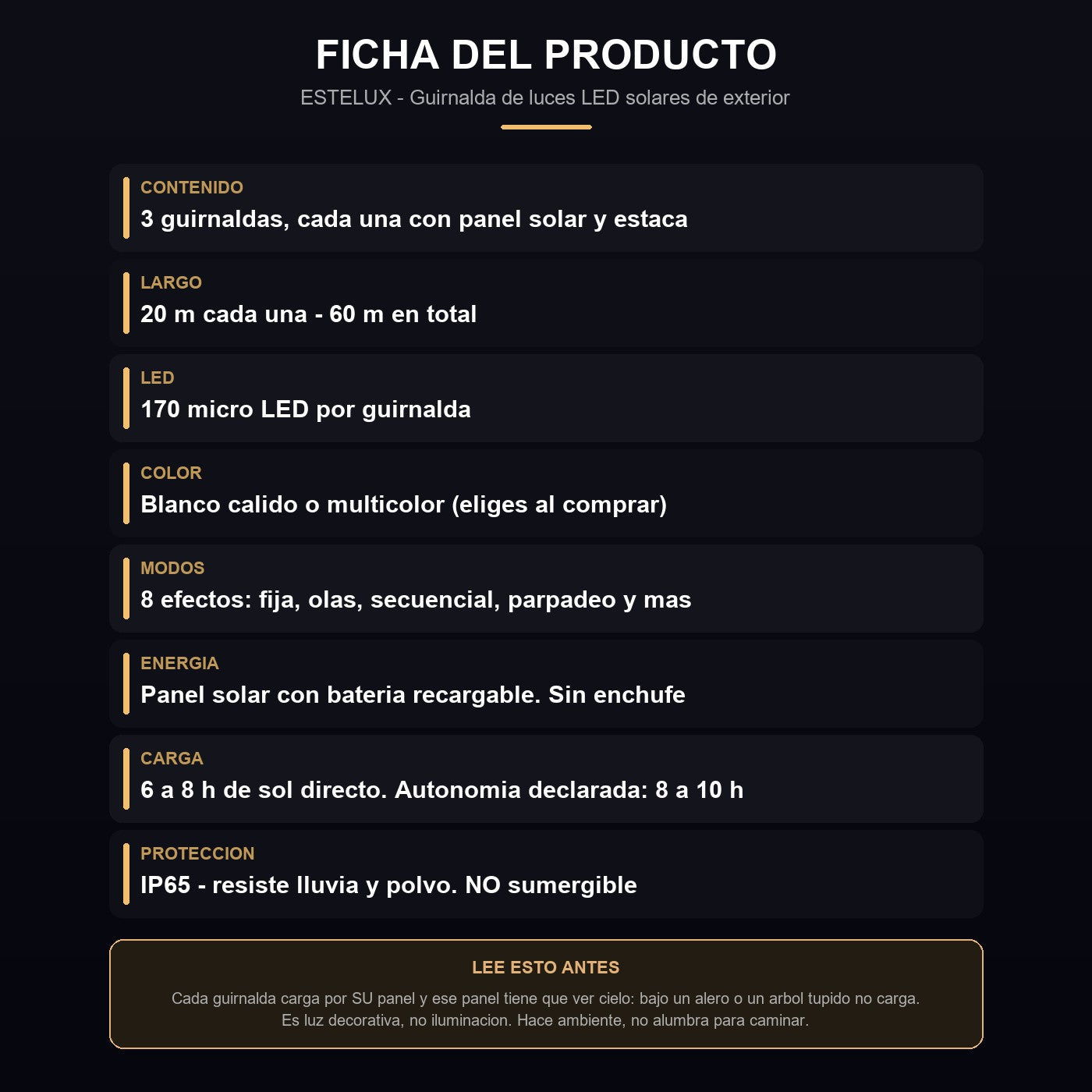 Ficha: metros, LED, carga, autonomia y que esperar