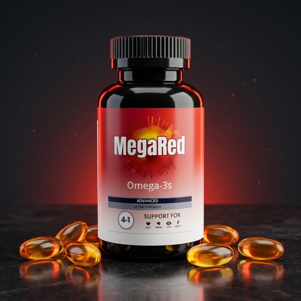 MegaRed Omega 3 aceite de pescado y krill 900 mg 60 capsulas softgel frasco negro