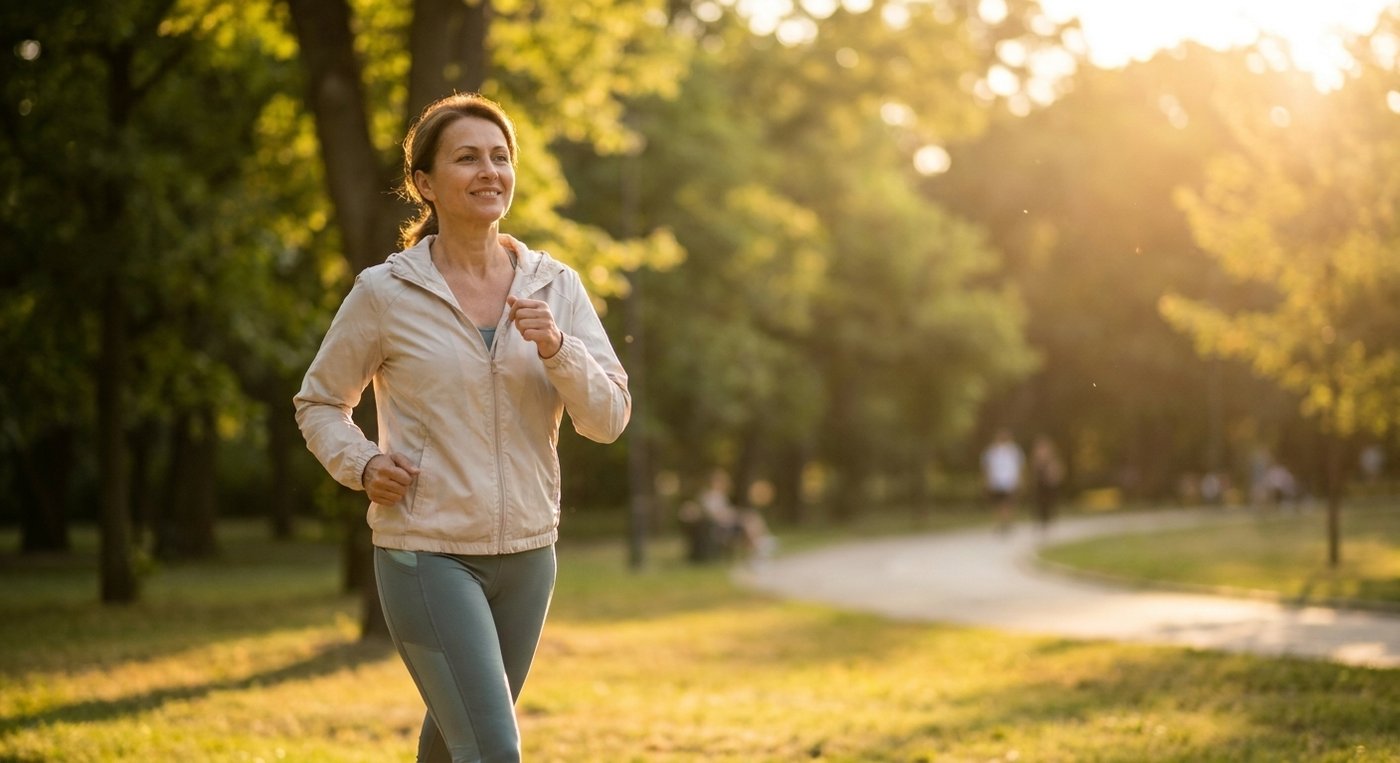 Persona adulta activa con rutina diaria de bienestar cardiovascular