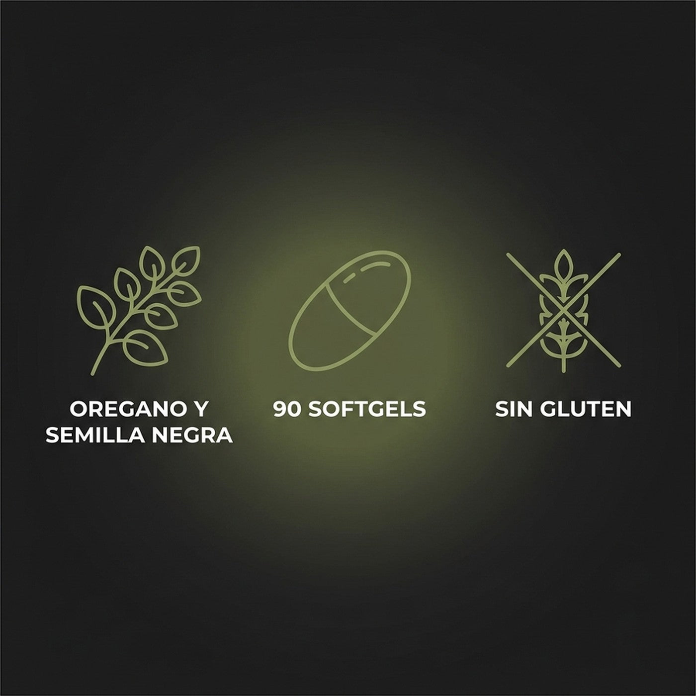 Oregano y semilla negra, 90 softgels, sin gluten