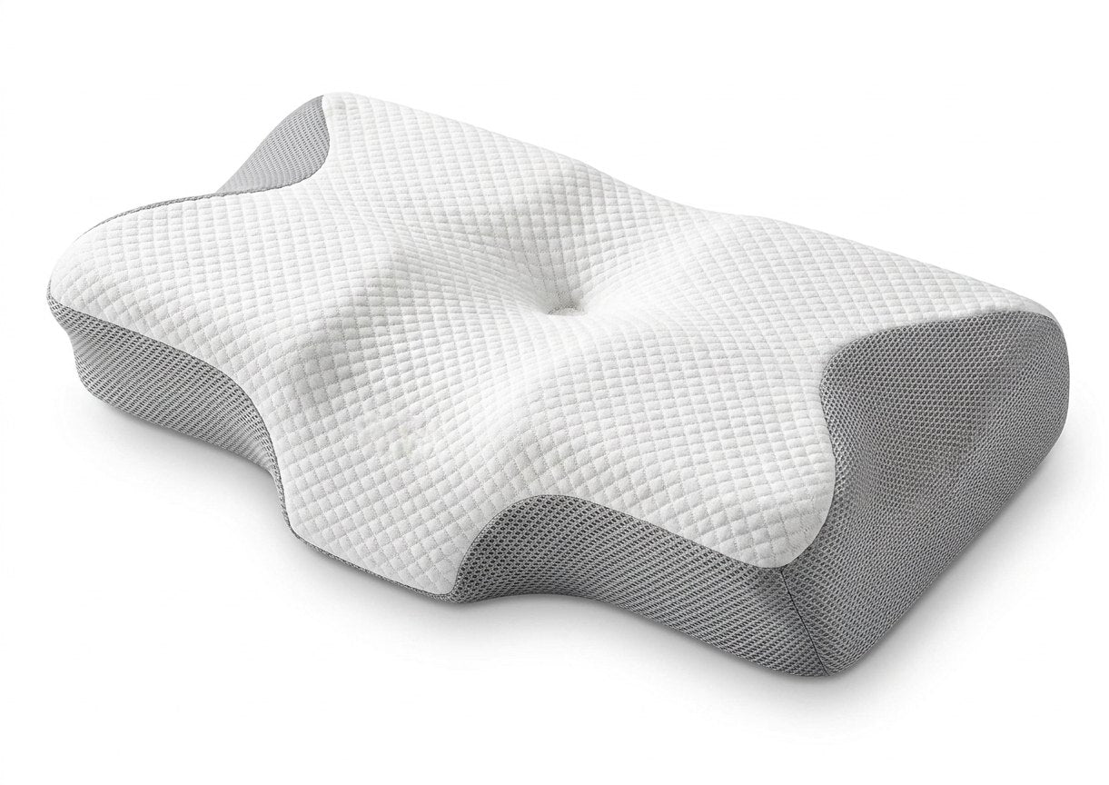 Almohada cervical ergonómica OrthoSleep forma mariposa funda acolchada blanca