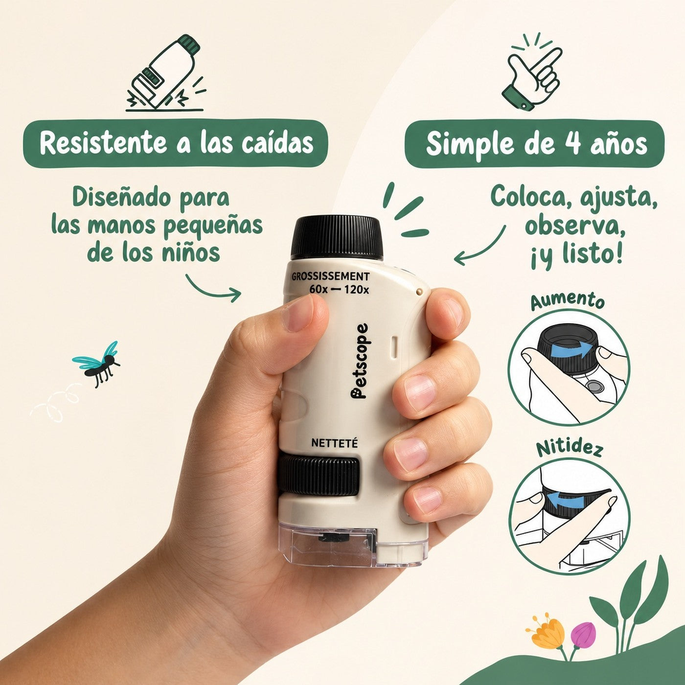 Petiscope resistente a caidas y facil de usar desde los 4 anos
