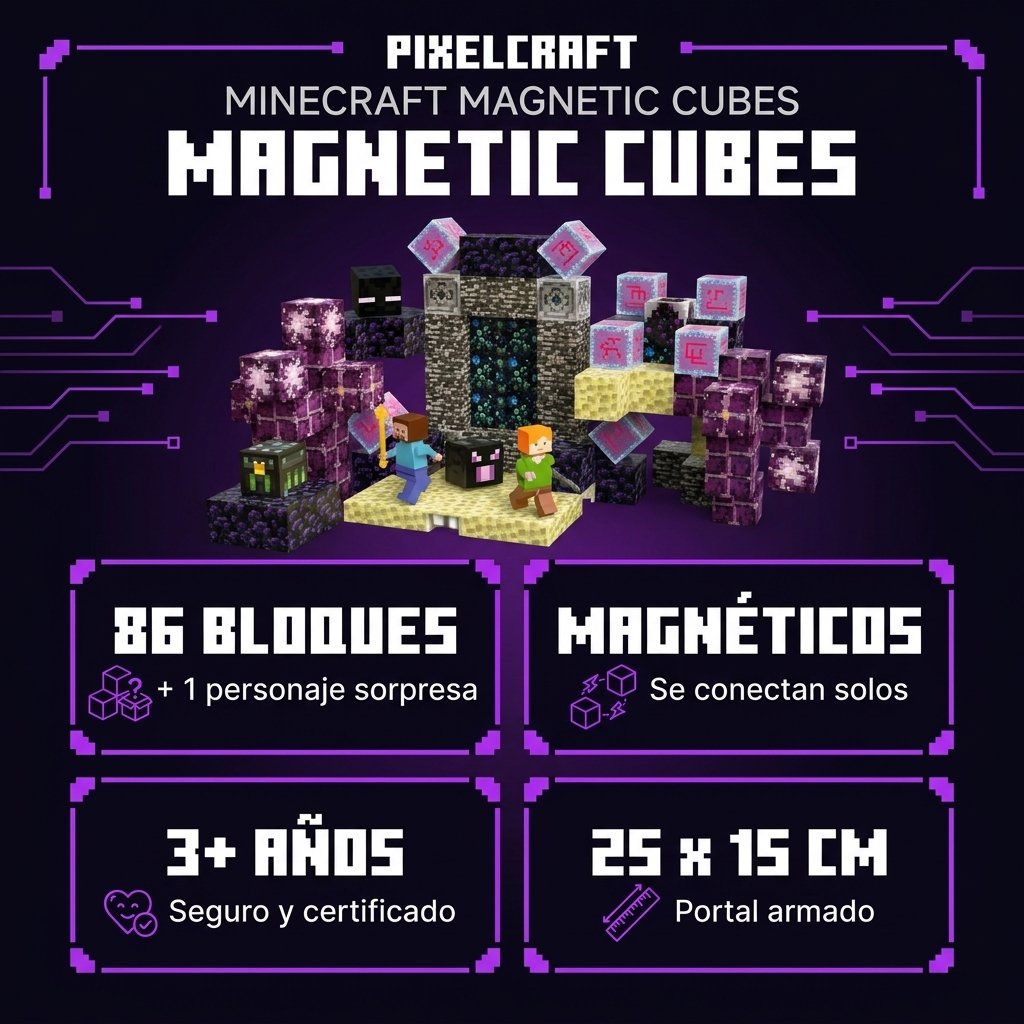 86 bloques magnéticos personaje sorpresa apto 3 años portal 25x15cm PIXELCRAFT