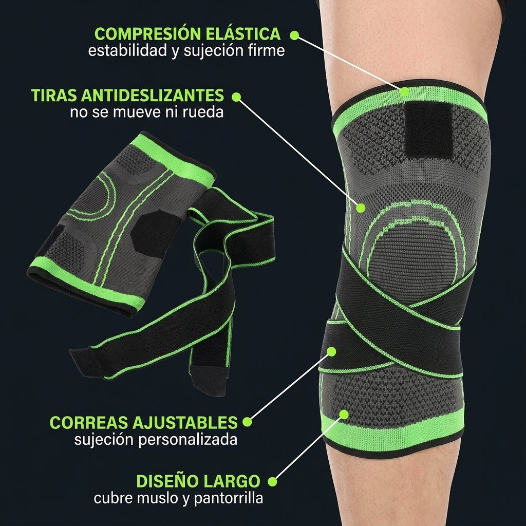 Especificaciones: compresión elástica, tiras antideslizantes, correas, diseño largo