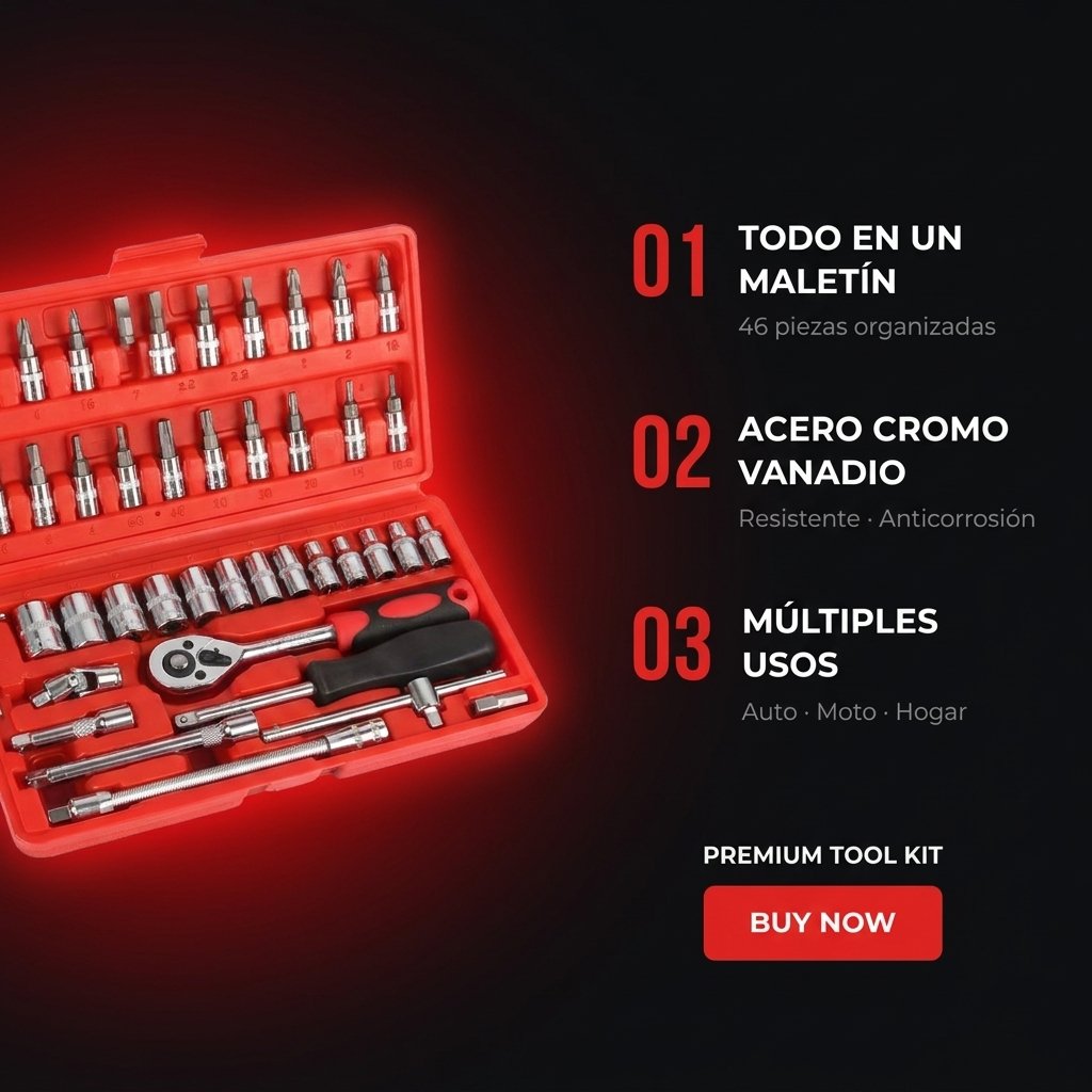 Beneficios PROKIT: todo en maletín, acero cromo vanadio, múltiples usos