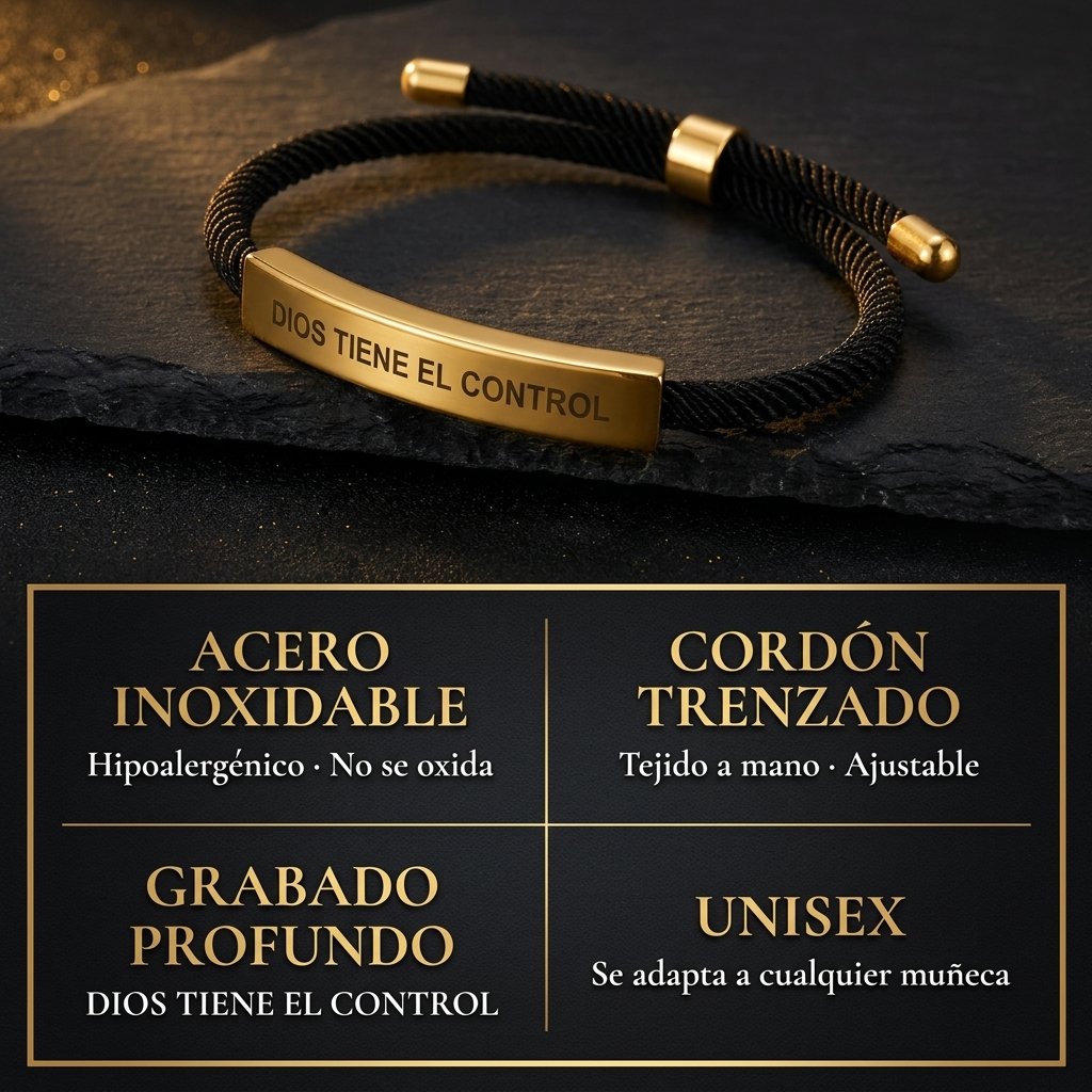 Especificaciones pulsera: acero inoxidable hipoalergénico, ajustable, placa grabada