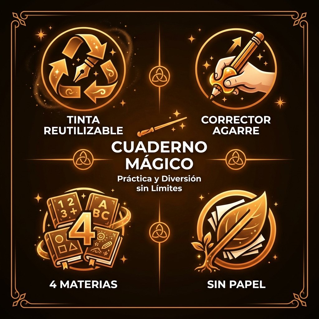 Beneficios SCRIBBLY: Tinta Reutilizable, Corrector Agarre, 4 Materias, Sin Desperdiciar Papel