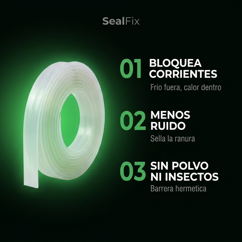 Beneficios SealFix bloquea corrientes aire reduce ruido evita polvo insectos ahorra energía