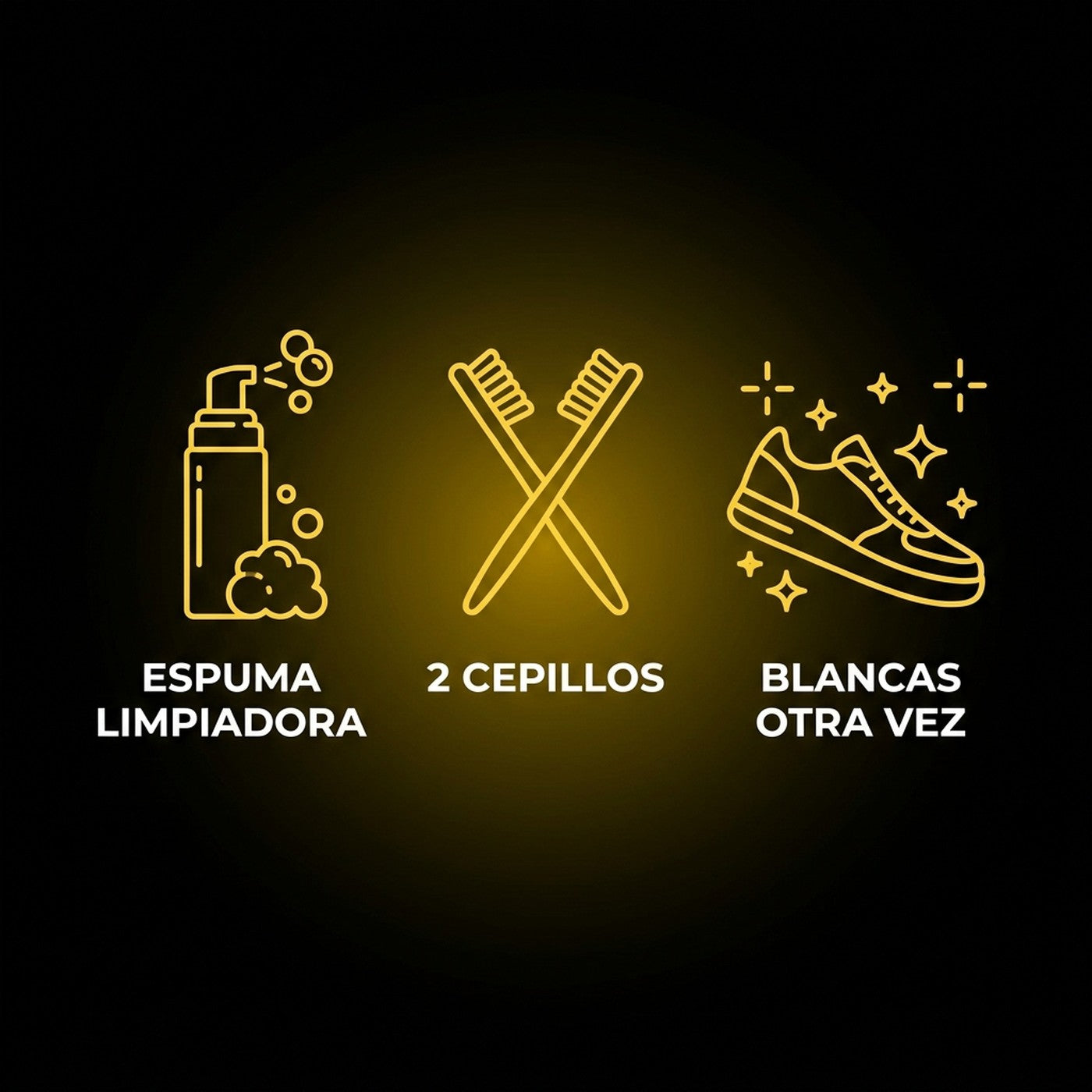 Espuma limpiadora, 2 cepillos, zapatillas como nuevas