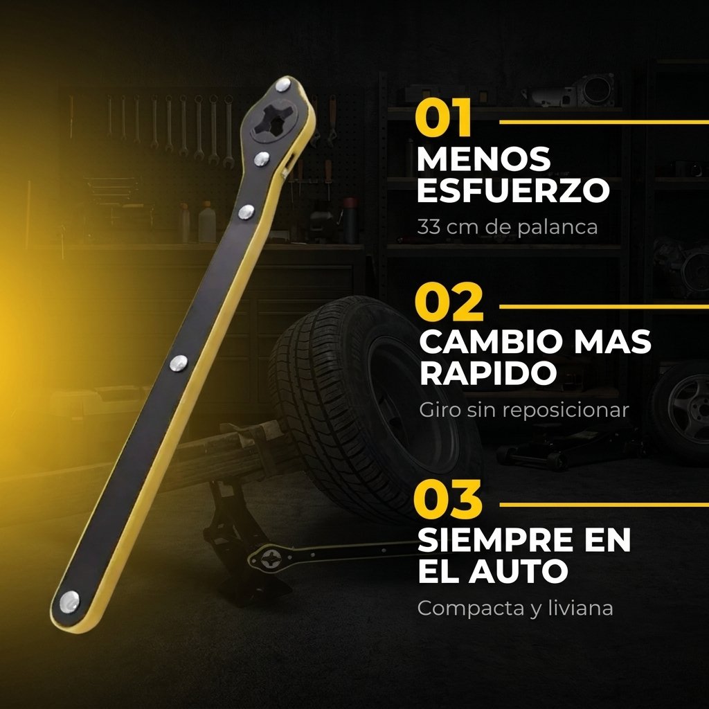 Beneficios TorqMax menos esfuerzo cambio rápido cabe en maletero acero resistente