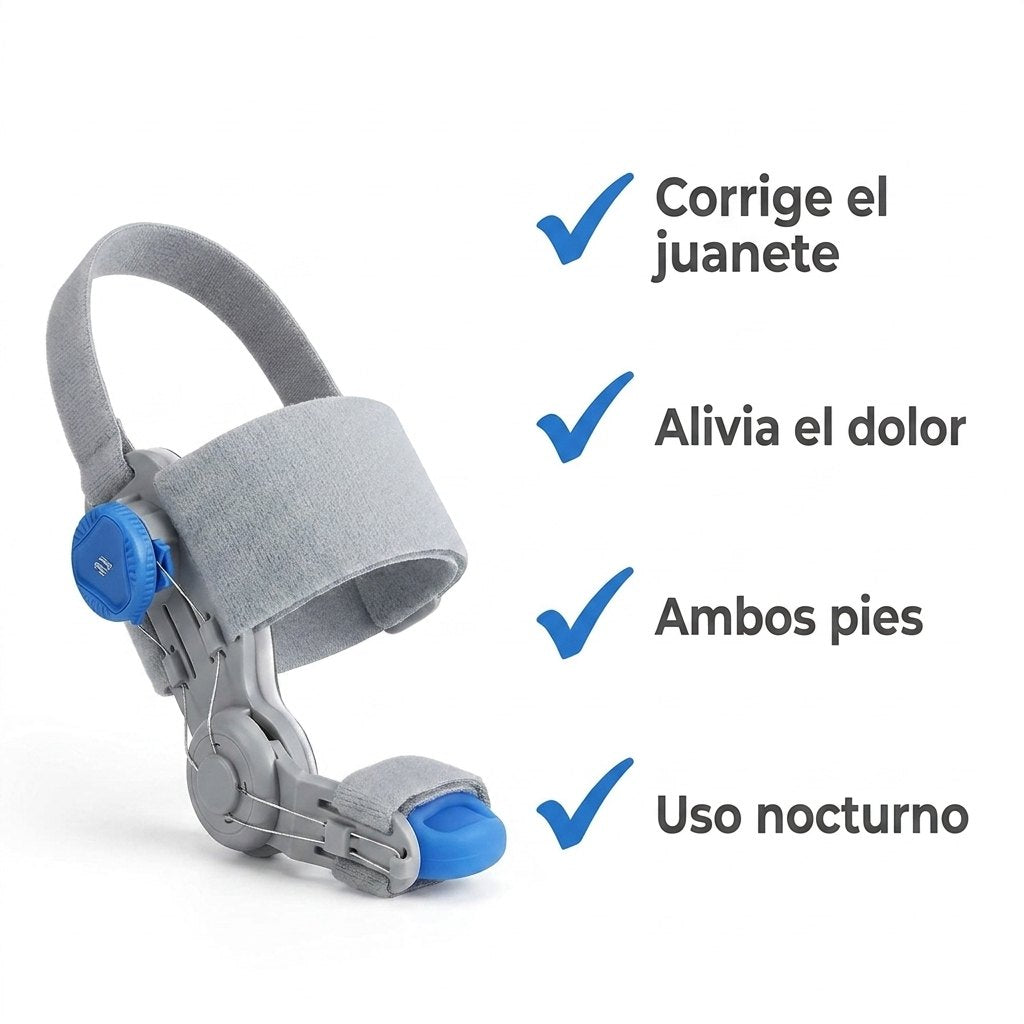 Beneficios HALLUX: corrige juanete, alivia dolor, ambos pies, uso nocturno