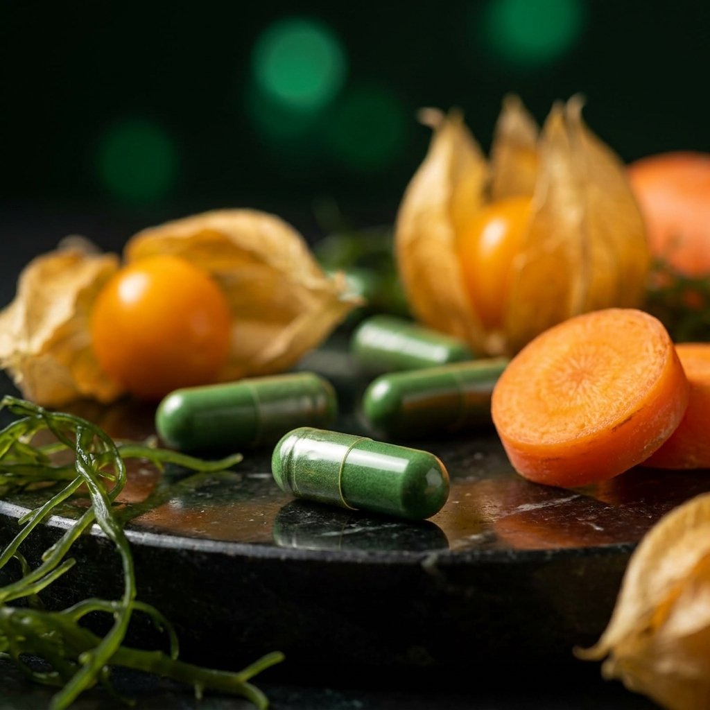Detalle cápsulas vegetales Zooone con luteína zanahoria y golden berry