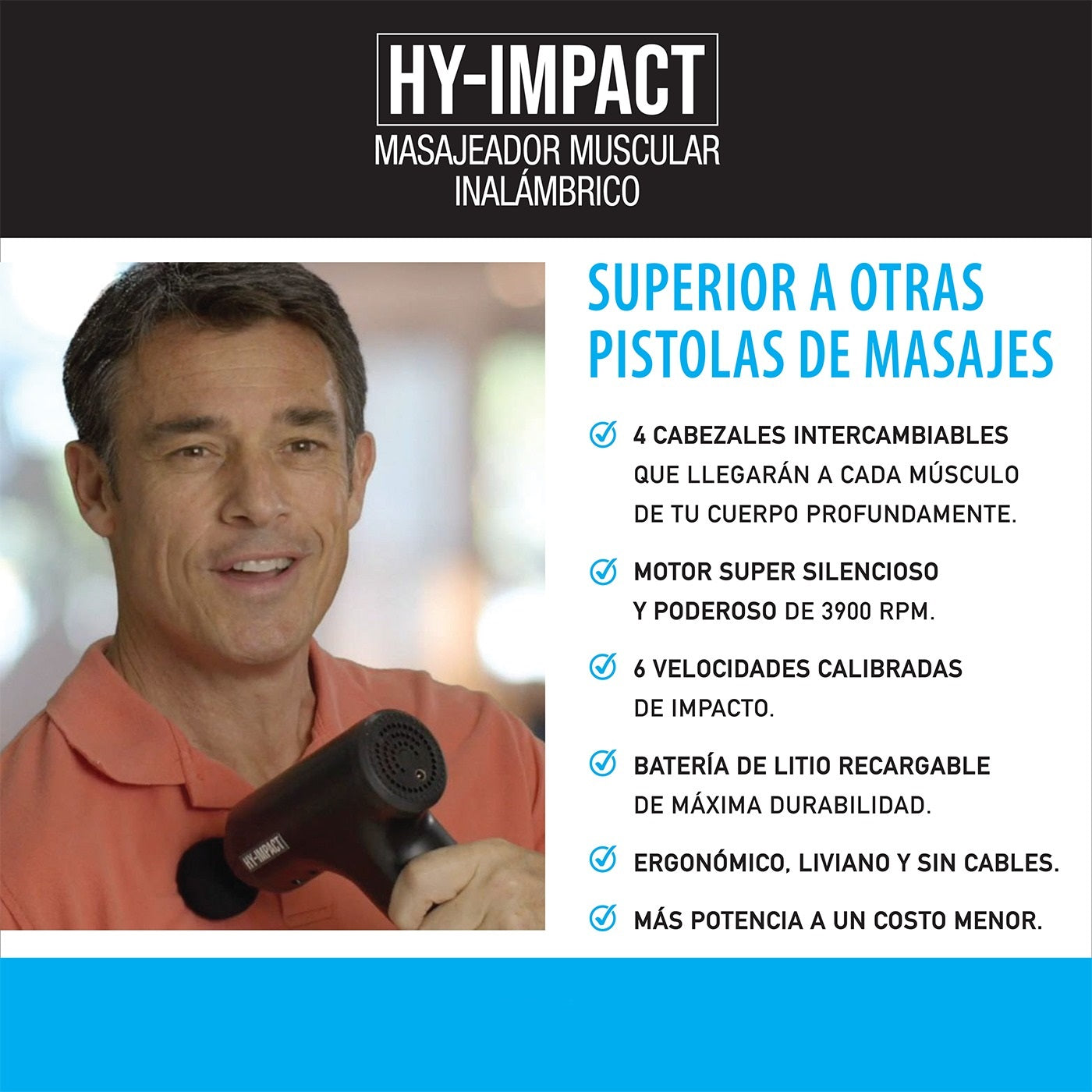 HY-IMPACT™ – Masajeador Muscular Inalámbrico de Percusión