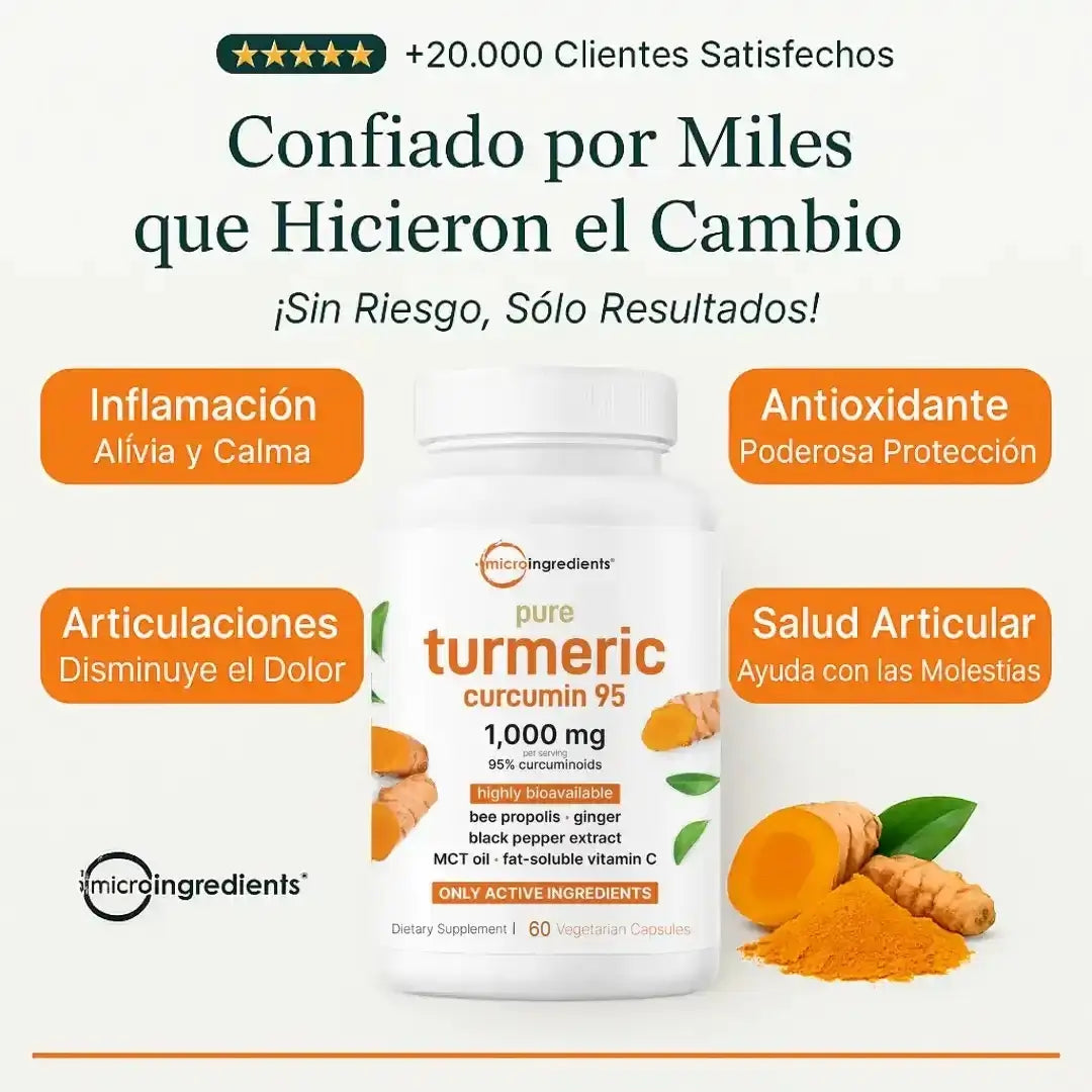 Cúrcuma + Curcumina 95% Original | Bienestar Natural en Cápsulas (60 Cápsulas)
