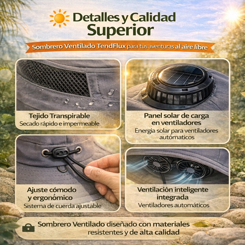 Sombrero Solar Fresh Air™ con Ventilación Dual