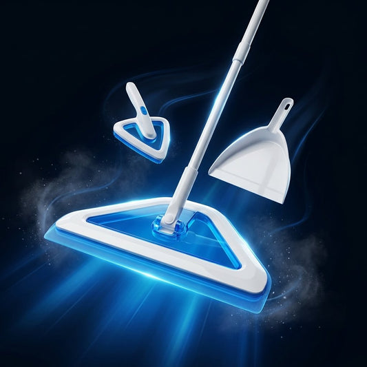Helio AirBroom set 4 piezas escoba mini escoba pala mango telescopico hoja azul flexible
