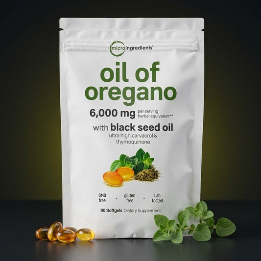 Oil of Oregano de Microingredients con aceite de semilla negra, 90 softgels