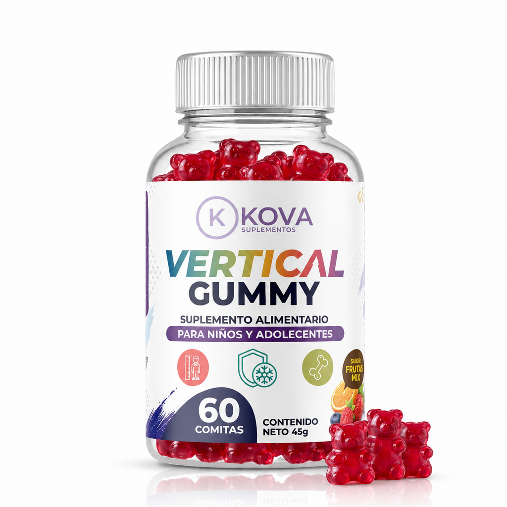 Vertical Gummy frasco de 60 gomitas sabor frutas mix suplemento alimentario