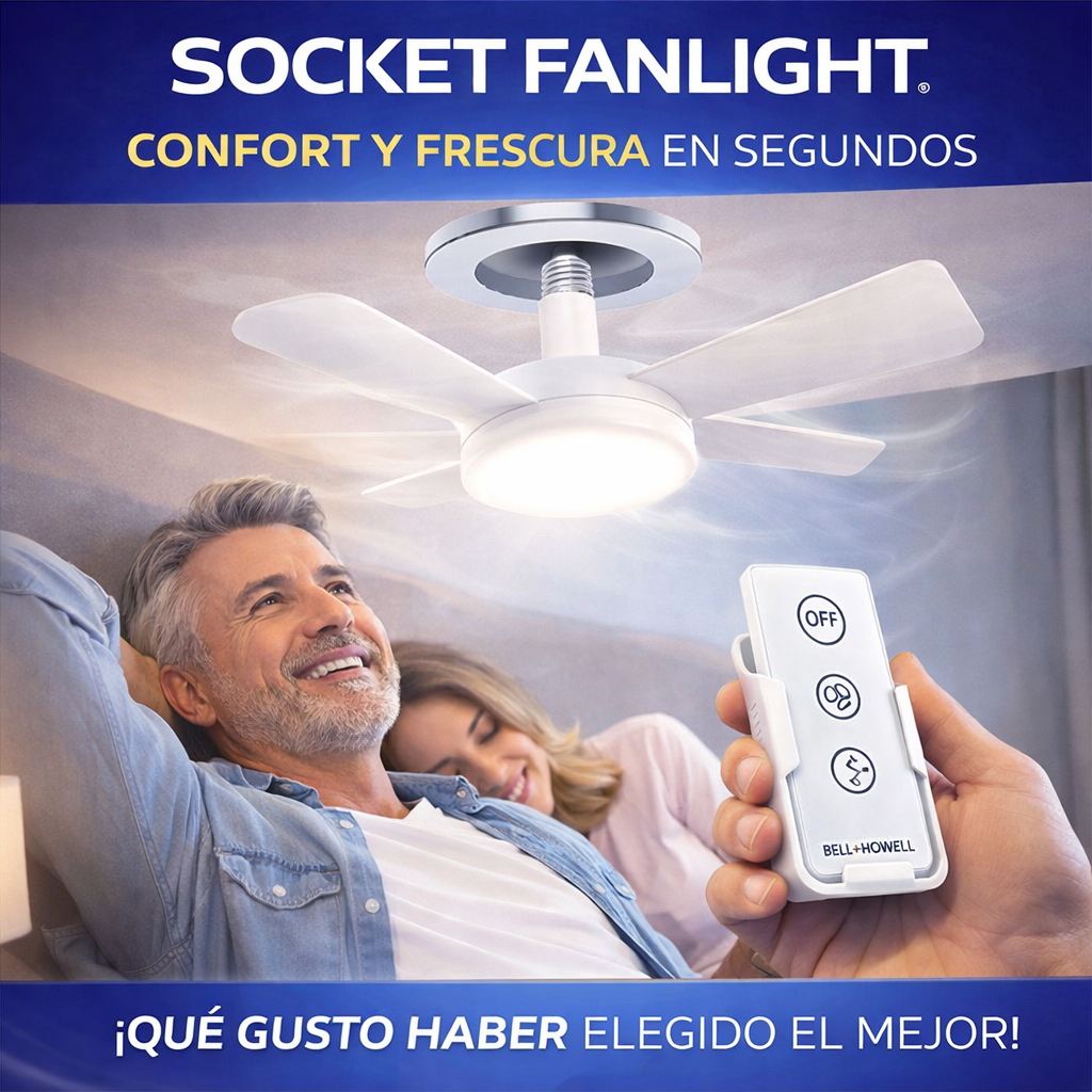 ❄️ Socket Fanlight 2 en 1 — Refresca e ilumina tu espacio en segundos