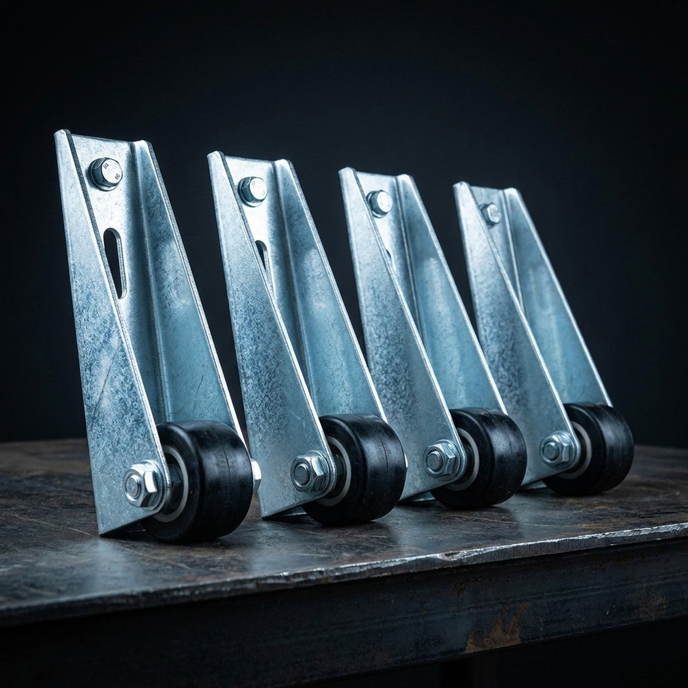 Pack de 4 ruedas de apoyo de acero galvanizado para portones