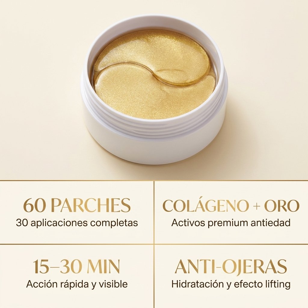 60 parches 30 usos, colágeno oro, hidrogel, anti-ojeras anti-arrugas