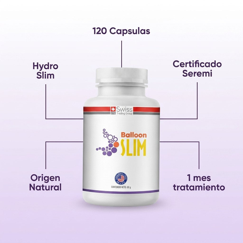 Especificaciones Balloon Slim: 120 capsulas, Hydro Slim, origen natural, 1 mes de tratamiento