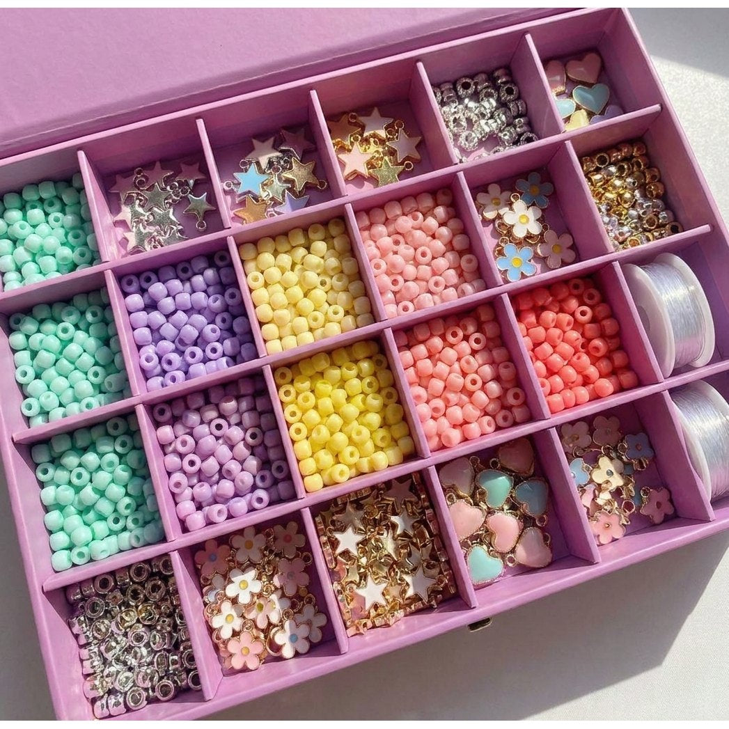 Interior caja CANIYA 2000 piezas cuentas colores charms separadores compartimentos kit joyas niñas