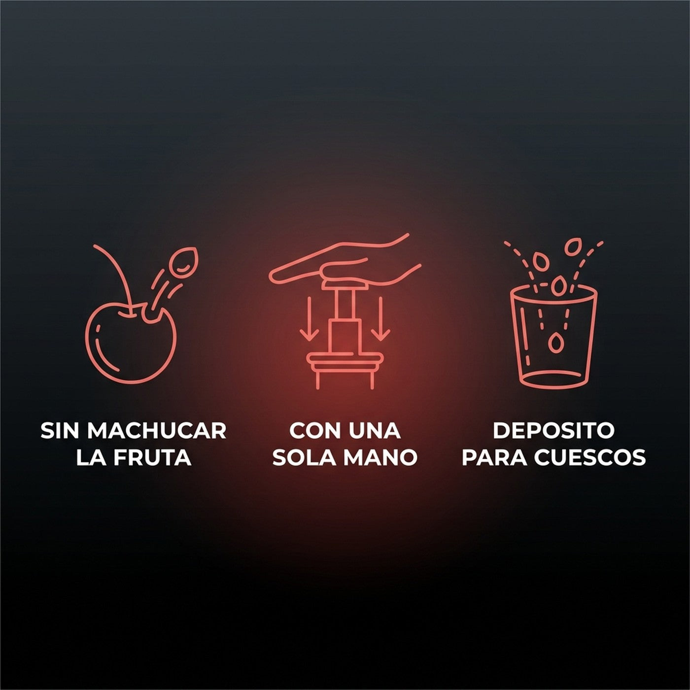 Sin machucar la fruta, con una mano, deposito integrado