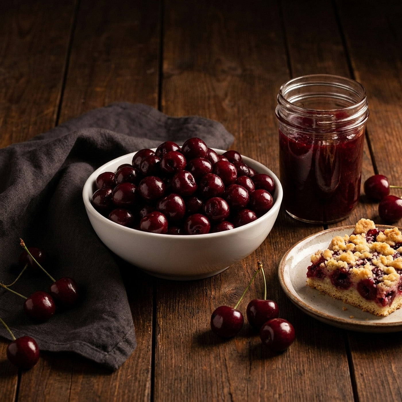 Cerezas sin cuesco listas para mermelada o kuchen