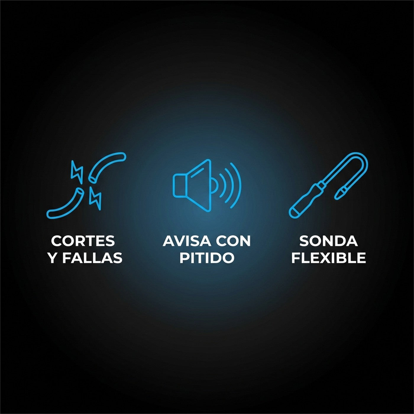 Cortes y fallas, avisa con pitido, sonda flexible