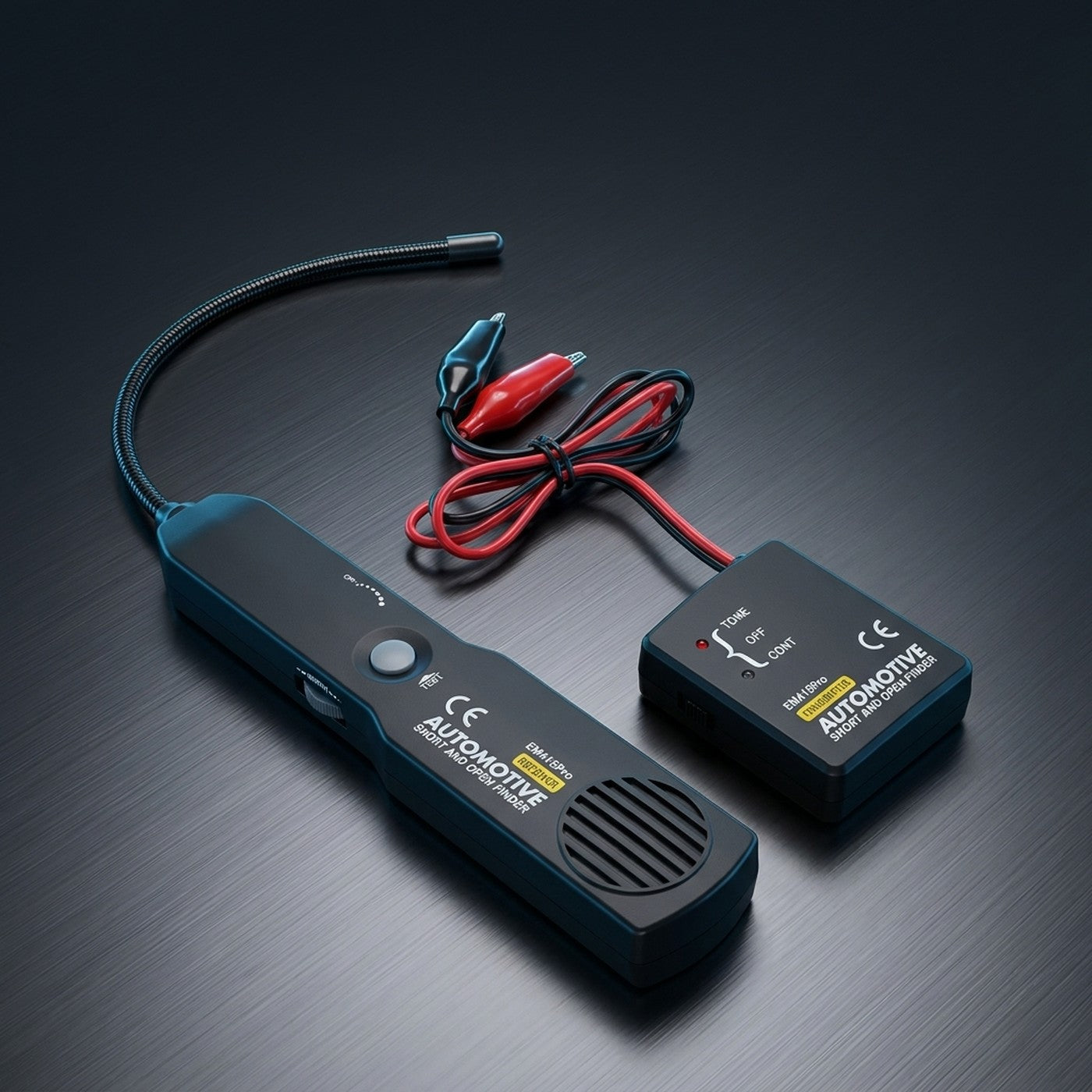 Buscador de cortocircuitos automotriz: receptor con sonda y transmisor