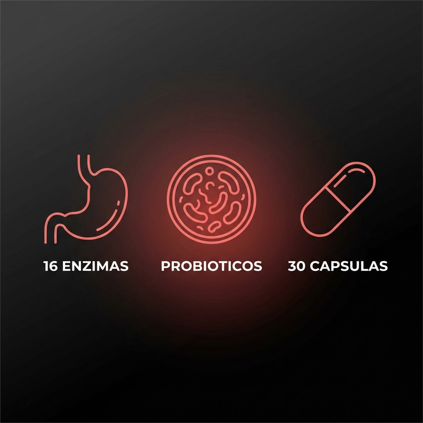 Digestive Enzymes: 16 enzimas, probioticos y 30 capsulas
