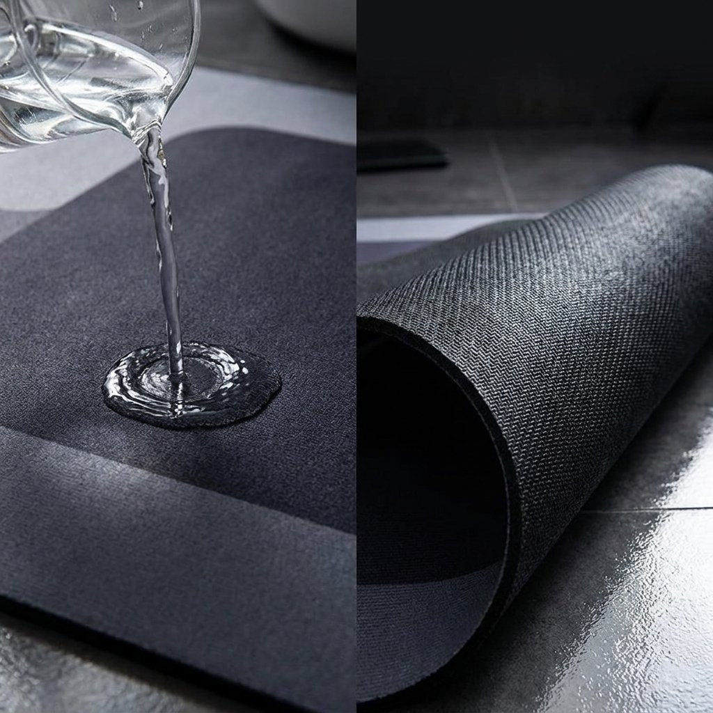 Detalle superficie DryZone Pro absorbiendo agua al instante base antideslizante