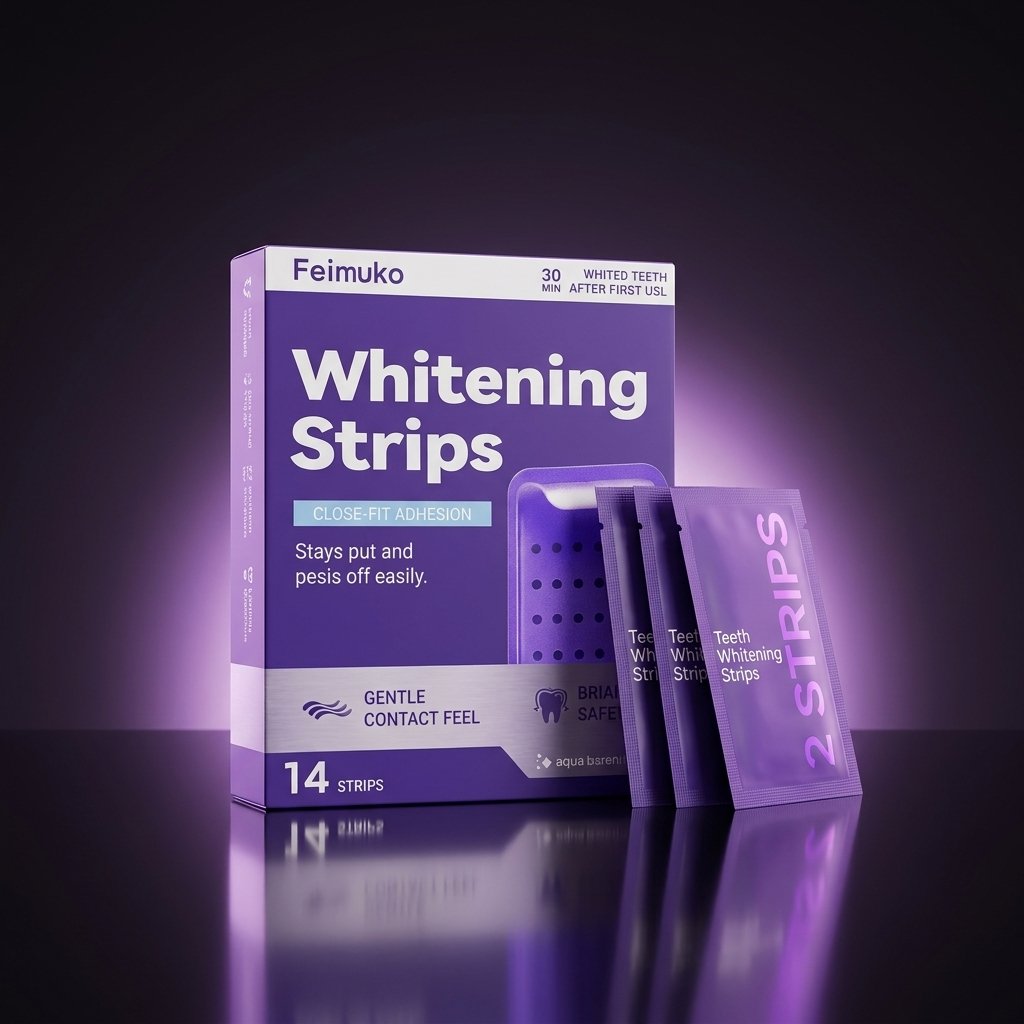 Feimuko Whitening Strips caja de 14 tiras blanqueadoras dentales con sobres individuales