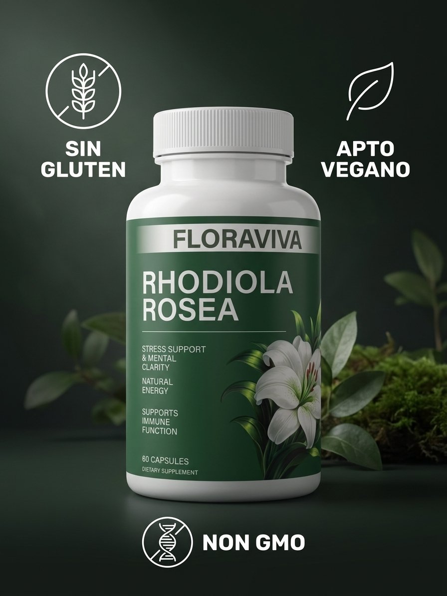 FloraViva Rhodiola no GMO apto veganos sin gluten 60 capsulas