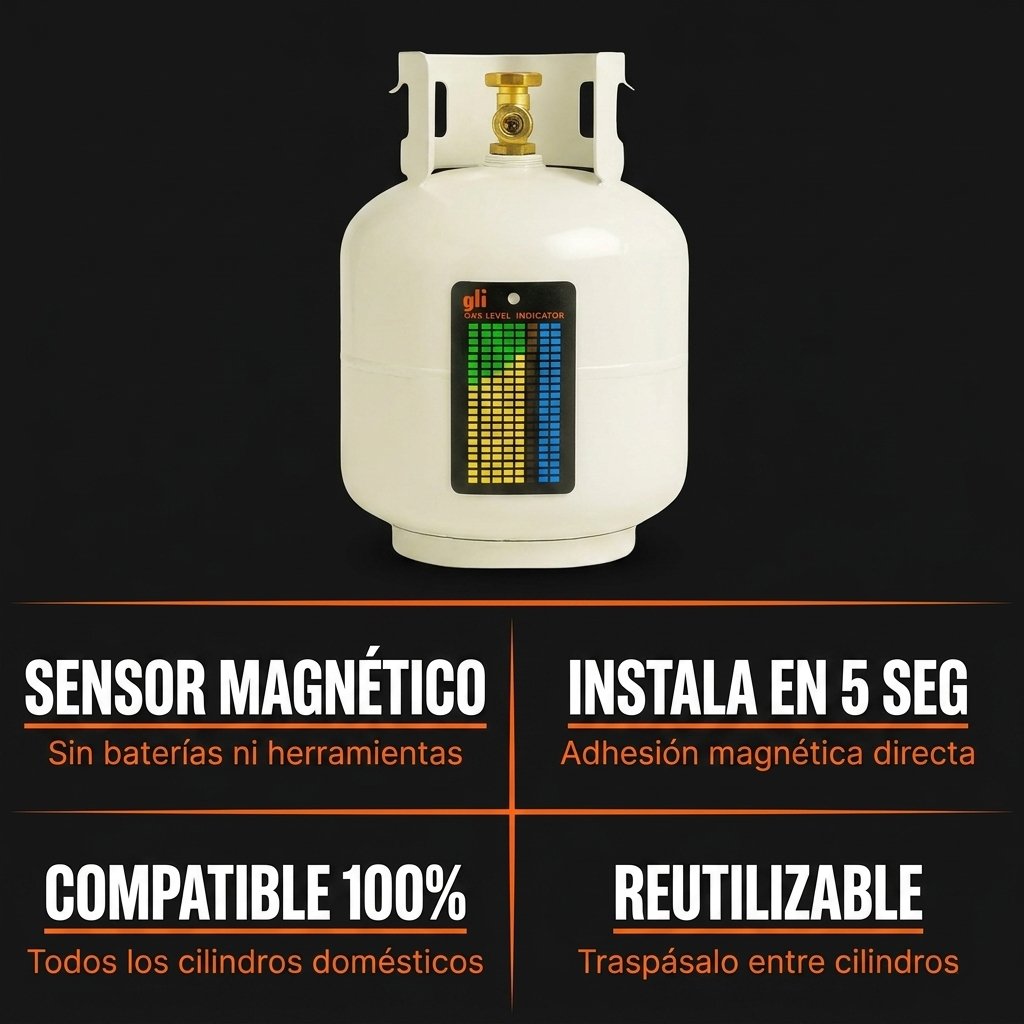 Especificaciones indicador gas: sensor magnético, compatible todos los cilindros, sin herramientas