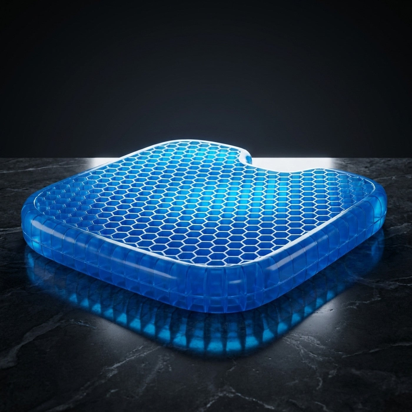 Cojin de gel con estructura de panal, azul translucido