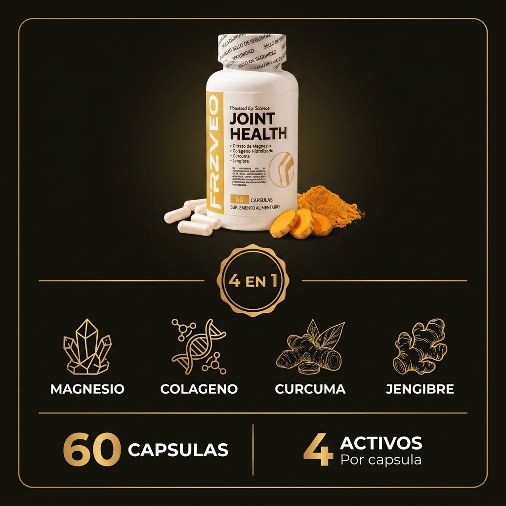 Joint Health fórmula 4 en 1 citrato de magnesio colágeno hidrolizado cúrcuma jengibre 60 cápsulas