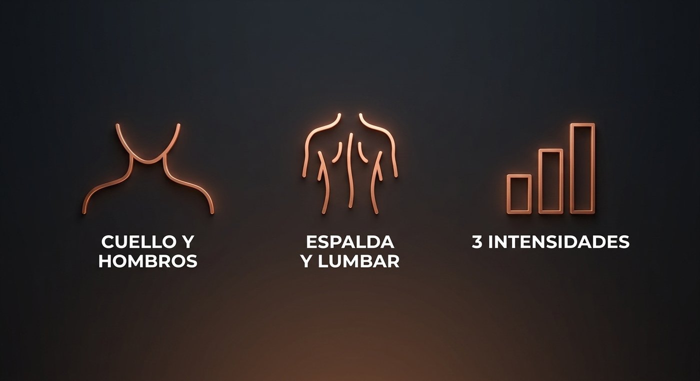 Beneficios Kalma cuello y hombros espalda y lumbar con 3 intensidades