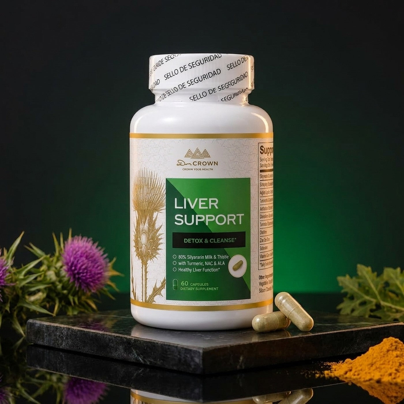 Liver Support Dr. Crown, suplemento de 60 capsulas con cardo mariano