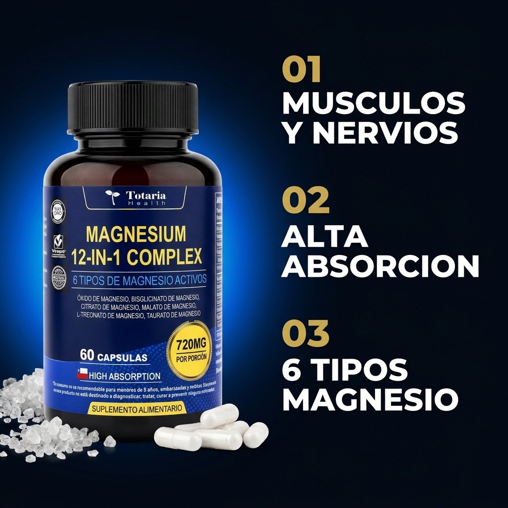Beneficios Magnesium 12-in-1 músculos y nervios alta absorción seis tipos de magnesio
