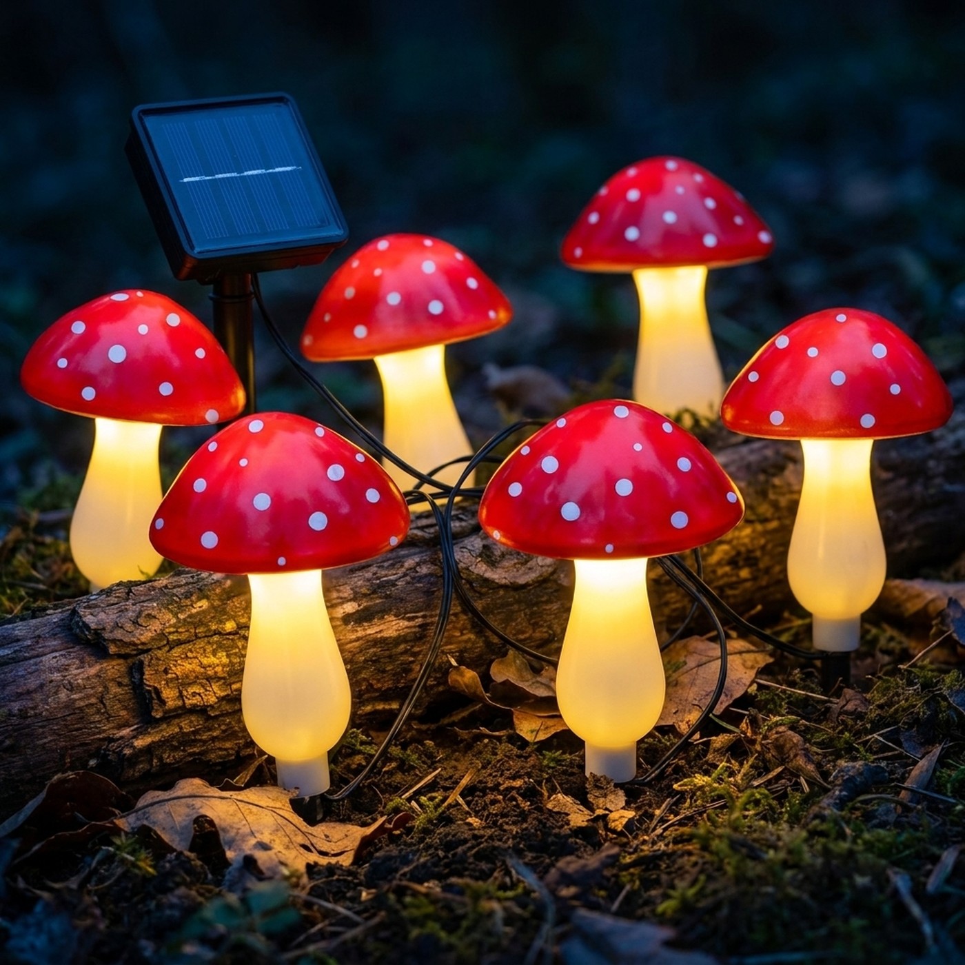 Juego de 8 setas solares encendidas en el jardin