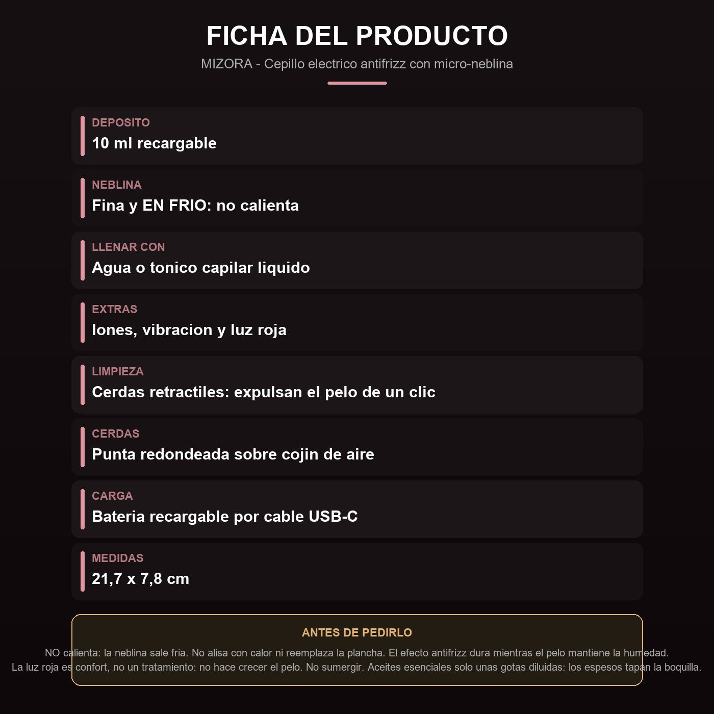 Ficha: deposito, funciones, carga y advertencias