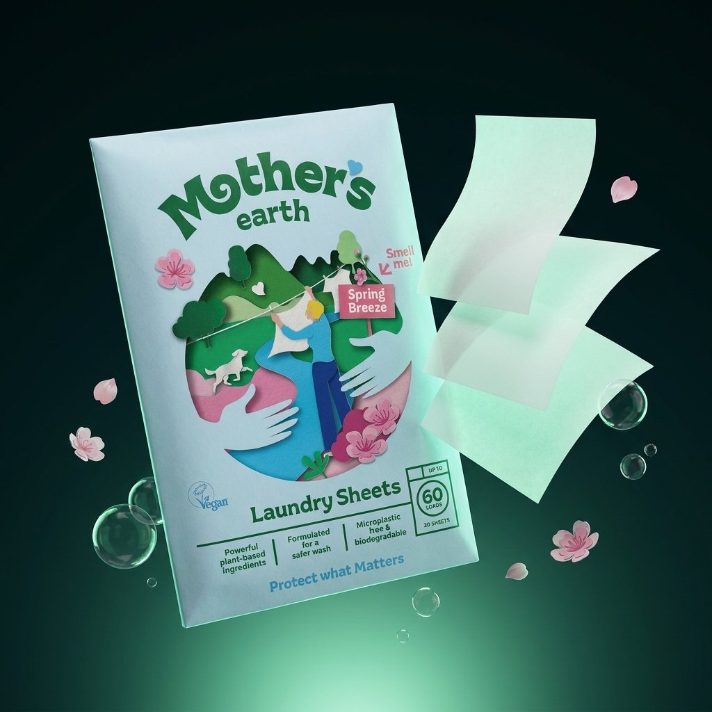 Mother's Earth láminas detergente ecológicas 30 láminas hasta 60 lavados vegano biodegradable