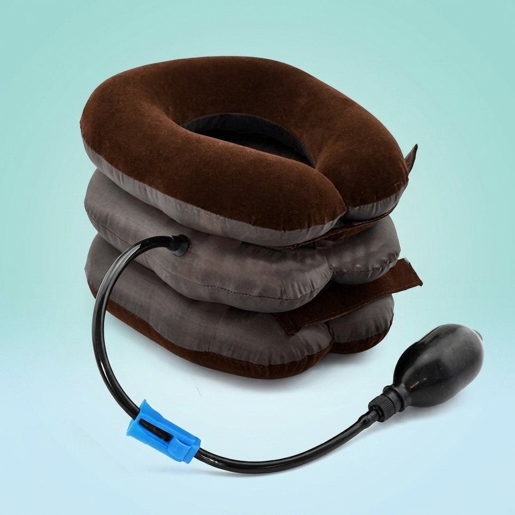 NeckRelief collar cervical inflable 3 capas con bomba manual para traccion cervical en casa